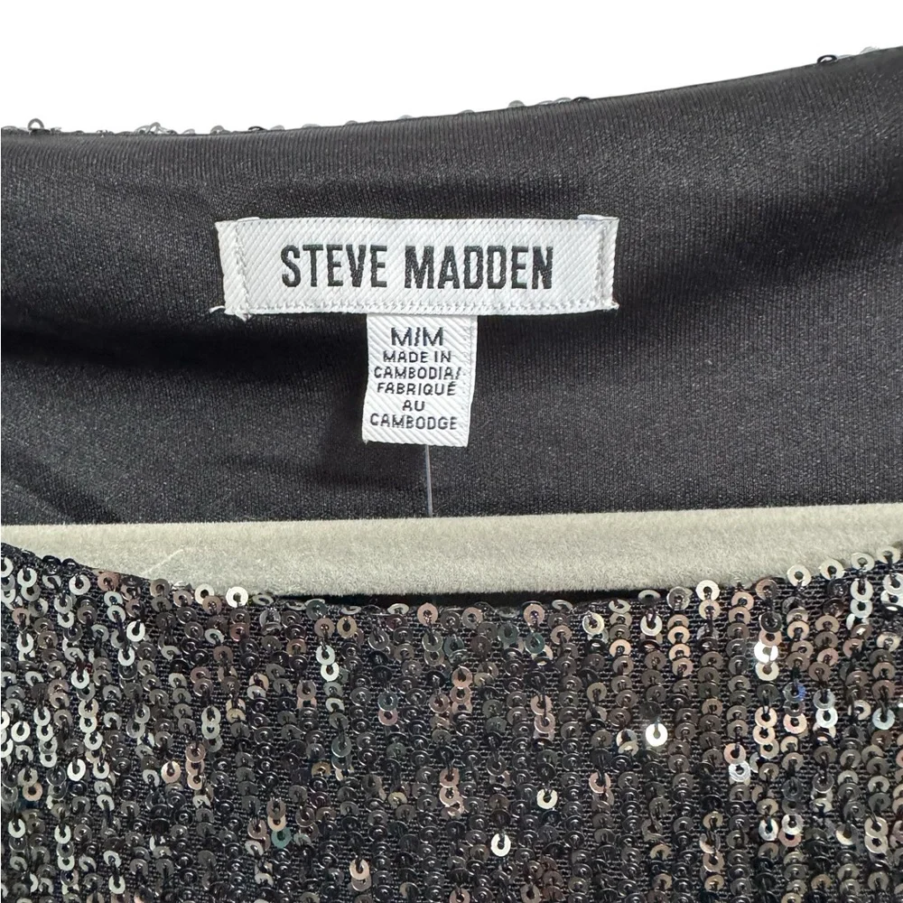 Steve Madden Black Sequin Long Sleeve Dress - Picture 4 of 12